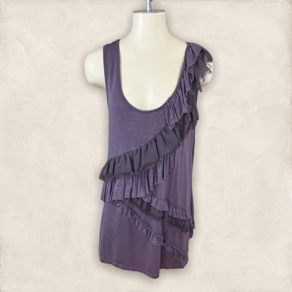 Logix Tank (XL) Purple Layered Flutter Burnout Slub Wide-straps